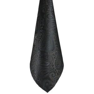 GASSANI Set di 3 cravatte, cravatta da uomo sottile nera con motivo cachemire, gemelli da taschino da taschino con cravatta jacquard sottile da 7 cm