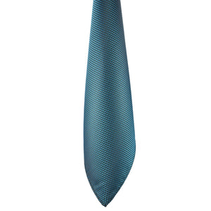 Sada kravat GASSANI 2-SET, 6 cm tenká, úzká, benzínově zelená Extra dlouhá žakárová pánská kravata, kostkovaná, čtvercová