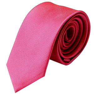 GASSANI 8cm Schmale Pink Gestreifte Uni Rips Herren-Krawatte, Schlips Binder In Geschenk-Box Dose Blech-Spardose