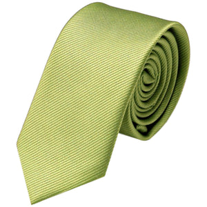 GASSANI 6 cm Stretto Verde Oliva Strisce Uni Rips Raccoglitore per Cravatte da Uomo in Confezione Regalo Salvadanaio di Latta
