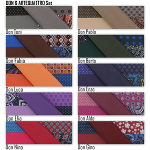 Kravatová souprava GASSANI, šířka 6 cm, oranžová, úzká pánská kravata, dlouhá, kapesníková, barevné 4 vzory