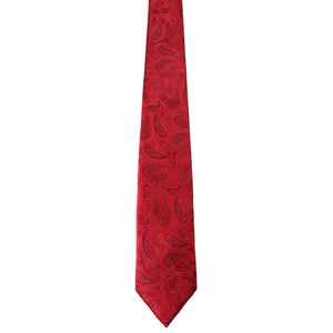 GASSANI 3-SET Set Cravatta, Cravatta da Uomo Slim Paisley Rosso Chiaro, Cravatta da Sposa Jacquard Sottile 7 cm Gemelli con Fazzoletto da Taschino