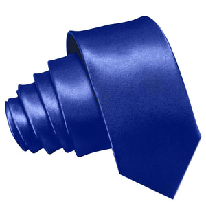 GASSANI 3-SET Cravatta in Raso, Cravatta da Uomo Stretta Blu Royal da 8 cm Cravatta da Sposa con Fazzoletto da Taschino