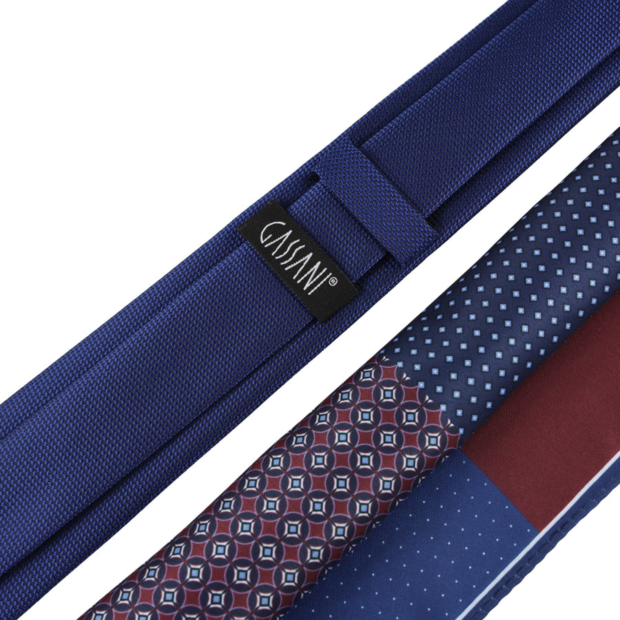 GASSANI Krawatten-Set, 6cm Schmale Royal-Blaue Slim Herren-Krawatte Lang, Einstecktuch Dots Bunt 4 Designs