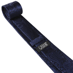 GASSANI 3-SET ocelově modrá paisley pánská skinny kravata 7cm skinny jacquard svatební kravata kapesní čtvercové manžetové knoflíčky kravata sada modrá