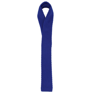 Sada kravat GASSANI, 6 cm úzká rovná královsky modrá pletená kravata, kapesní čtvercové barevné 4 vzory