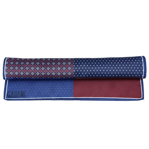 Sada kravat GASSANI, 6 cm úzká královská modrá slim pánská kravata dlouhá, kapesníček tečky barevné 4 vzory