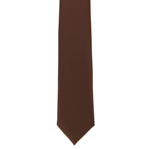 Pánská kravata GASSANI 6cm Skinny Brown kostkovaná texturovaná kravata Extra dlouhá