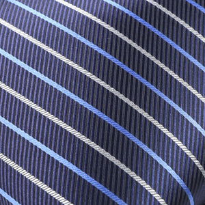 GASSANI Set di 2 cravatte a righe blu in acciaio, cravatta da uomo in jacquard a righe bianche e azzurre sottili 6 cm, fazzoletto da taschino