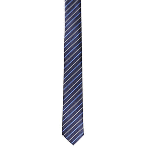 GASSANI 2-SET Krawattenset Stahlblau Streifen Gestreift, 6cm Dünne Schmale Hell-Blau Weiß Gestreifte Jacquard Herren-Krawatte,  Einstecktuch
