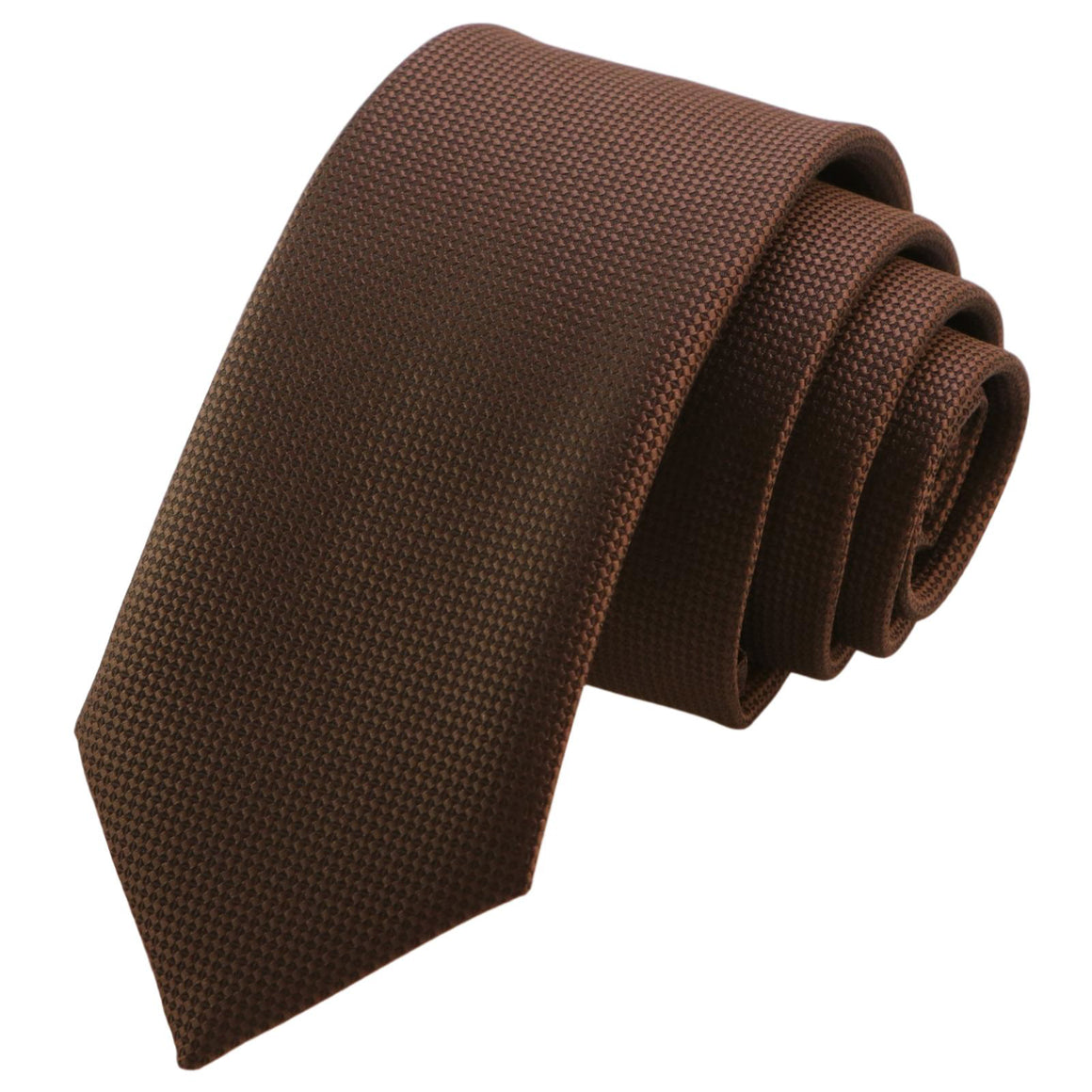 GASSANI Cravatta da uomo in tessuto a quadri marrone skinny, 6 cm, extra lunga