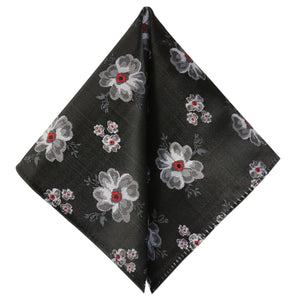 GASSANI 2-SET set cravatta, cravatta slim nera extra lunga a fiori bianco-rosso floreale, 6 cm sottile jacquard fazzoletto da taschino per cravatta da sposa uomo