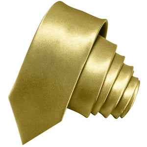 GASSANI 3-SET Krawattenset, 6cm Satin Gold Gelbe Lange Herren-Krawatte, Schmale Skinny Slim-Fit Hochzeitskrawatte