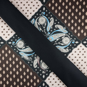 Sada kravat GASSANI, 6 cm úzká černá tenká pánská kravata, kapesní čtvercová Béžová hnědá Paisley 3 vzory