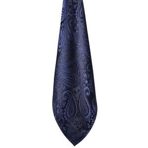 GASSANI 3-SET ocelově modrá paisley pánská skinny kravata 7cm skinny jacquard svatební kravata kapesní čtvercové manžetové knoflíčky kravata sada modrá
