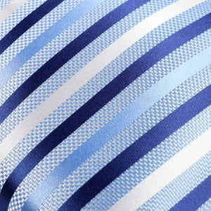 GASSANI 2-SET Set Cravatta a Righe, Cravatta da Uomo in Jacquard A Righe Bianche Blu Stretto 6 cm, Fazzoletto da Taschino
