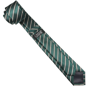 GASSANI 2-SET Sada pruhovaných kravat Mechově zelená, 6 cm tenká úzká béžová hnědá pruhovaná žakárová pánská kravata, kapesní