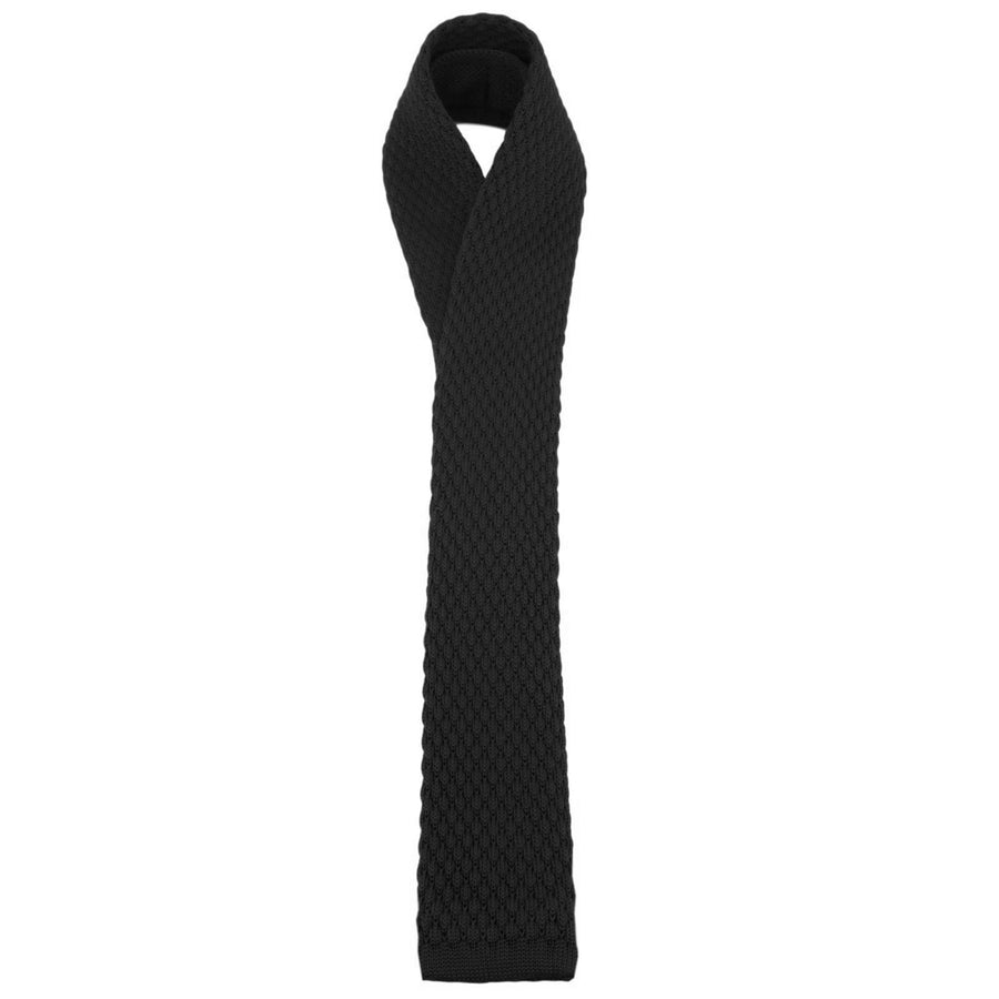 GASSANI Cravatta da uomo nera stretta 6cm in maglia, cravatta in lana, taglio dritto