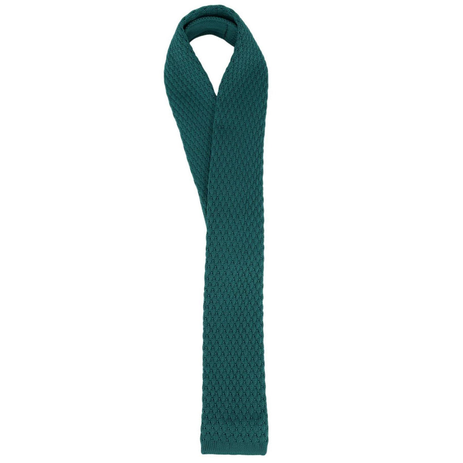 GASSANI Cravatta in Maglia da Uomo Stretta Verde Opale 6 cm, Cravatta in Lana Taglio Dritto