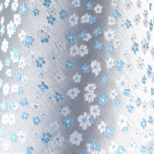 GASSANI Set da 3 papillon da sposa floreale in raso blu, gemelli da taschino con fiocco a fiore