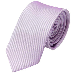 GASSANI 6cm Schmale Violette Gestreifte Uni Rips Herren-Krawatte, Schlips Binder In Geschenk-Box Dose Blech-Spardose