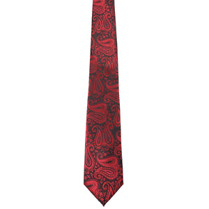 Sada kravat GASSANI 3-SET, Bordeaux Red Paisley Slim Pánská kravata, 7 cm tenká žakárová svatební kravata Kapesní manžetové knoflíčky