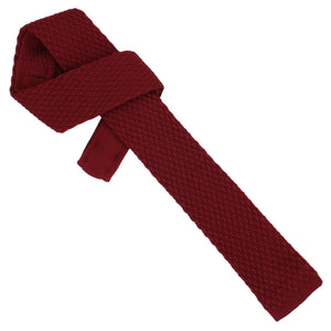 GASSANI Cravatta da uomo in maglia stretta 6 cm rosso bordeaux, cravatta in lana, taglio dritto