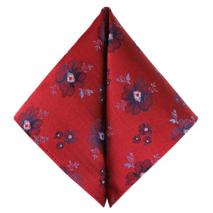 GASSANI 2-SET sada kravat, úzká vínová červená extra dlouhá květinová kravata modrobílá květinová, 6cm tenká žakárová pánská svatební kravata kapesníková