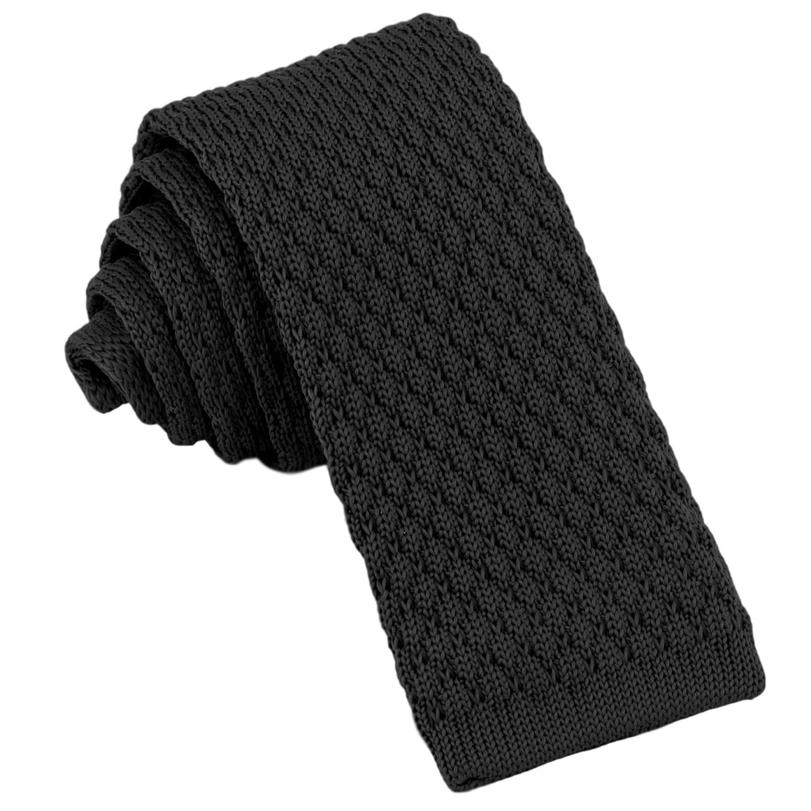GASSANI Cravatta da uomo nera stretta 6cm in maglia, cravatta in lana, taglio dritto