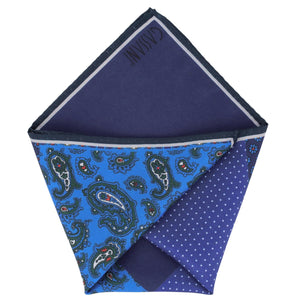 Sada kravat GASSANI, 6 cm široká úzká modrá pánská kravata dlouhá, kapesníček barevný 4 designy